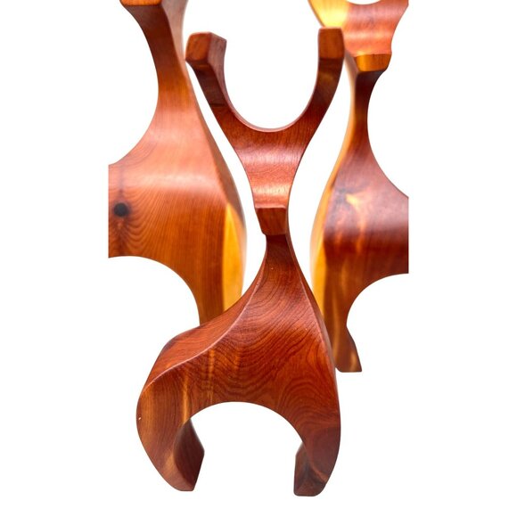 Handmade Wooden Reindeer Family Figurine Set Buck Doe Fawn Deer MCM Scandi Style - Picture 6 of 12